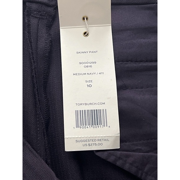 Tory Burch Pants Women’s 10 Navy Blue Skinny Wool Knit Stretch Slim Ankle - Picture 9 of 11